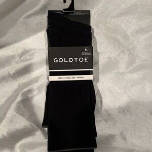 NEW MEN'S SIZE‎ 6-12.5 GOLDTOE 3 PACK DRESS FORMAL - RIB CREW SOCKS - Black